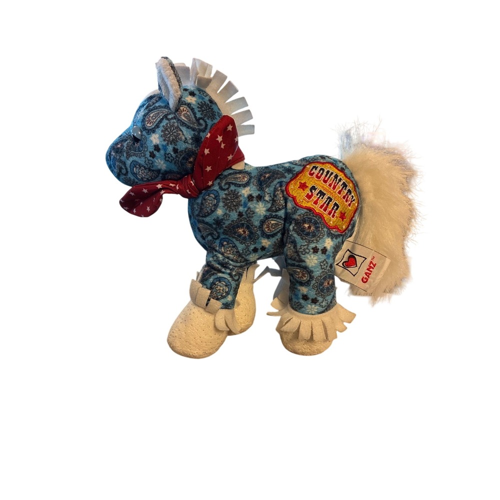 Ganz Country Star Horse Plush Blue Paisley Western Webkinz Stuffed Animal 9 Inch